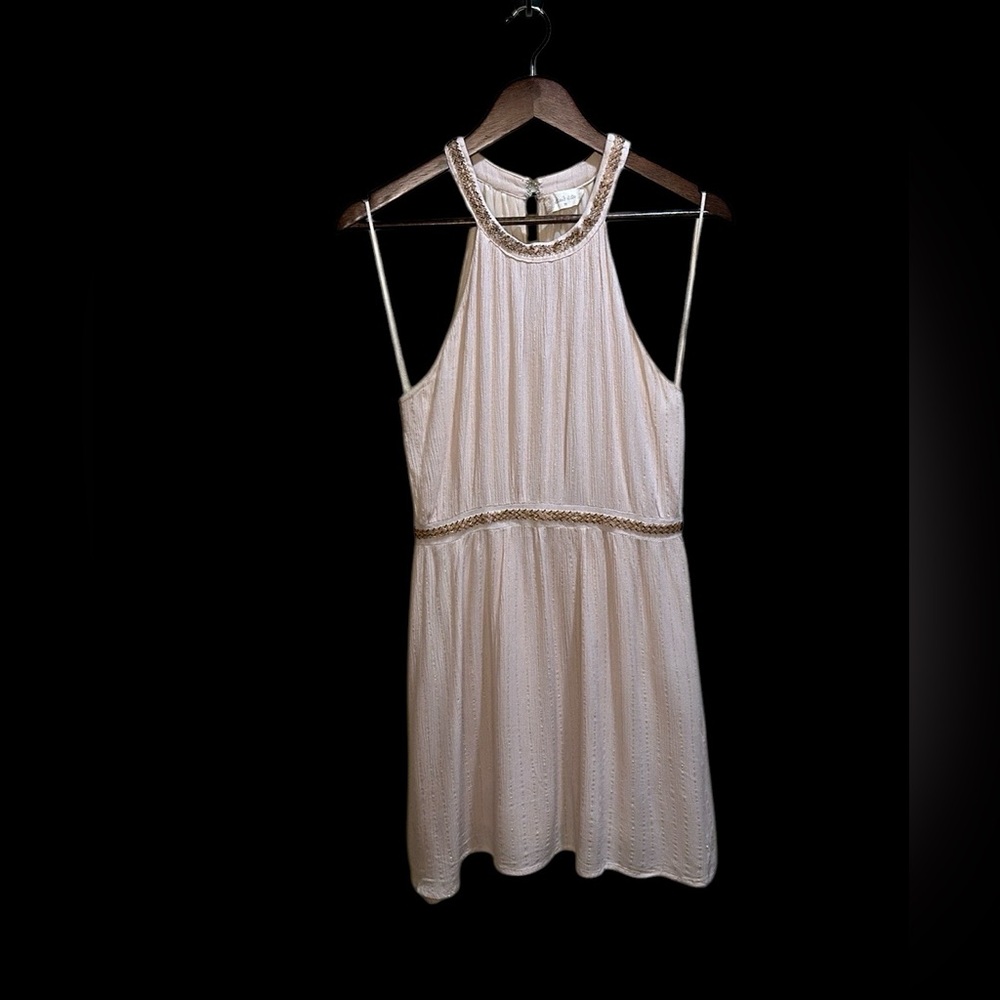 Altar'd State size medium Pink Champagne & Gold Beaded Halter Dress